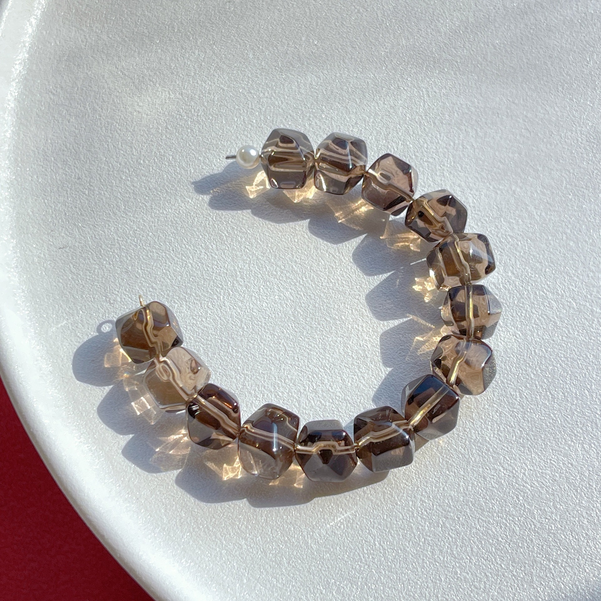 Natural Tea Crystal DIY Jewelry Accessories Single Beads Accompanying Faceted Loose Beads Spacer Crystal Jewelry Bracelets with Beads