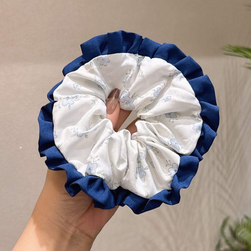 283 синяя кружевная резинка для волос