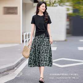 半身裙套装女夏季2026年新款时尚宽松洋气年轻妈妈休闲减龄两件套