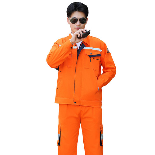 Spring and Autumn reflective stripe anti-static workwear set for men and women, electric power and electrical maintenance workers' top protective clothing