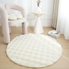仿兔毛卧室床边地毯加厚米白色泡泡绒主卧床地垫衣帽间装饰垫子