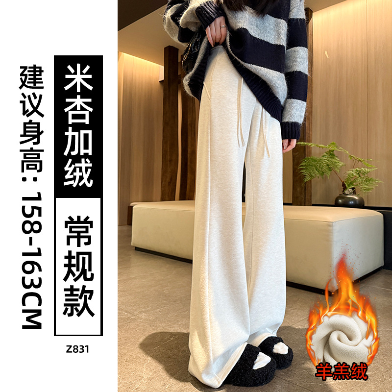 Pantalones de lana gruesas de cintura alta de boquilla de mujer otoño y invierno delgando pantalones de tracción casuales americanos micropantalones image 22