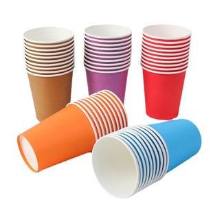 Cross-border exclusive DIY simple color disposable paper tray paper cup wholesale 9 oz coated paper cup children's handmade