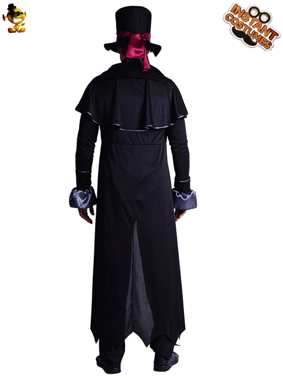 Halloween hombres adultos Steampunk evil vampiro con capucha traje Cosplay sangrienta ropa guapo