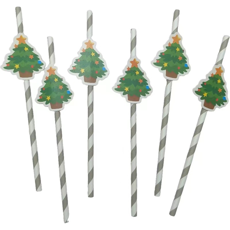 Papá Noel Papá Noel muñeco de nieve fiesta decoración postre pastel cóctel bebida paja image 14