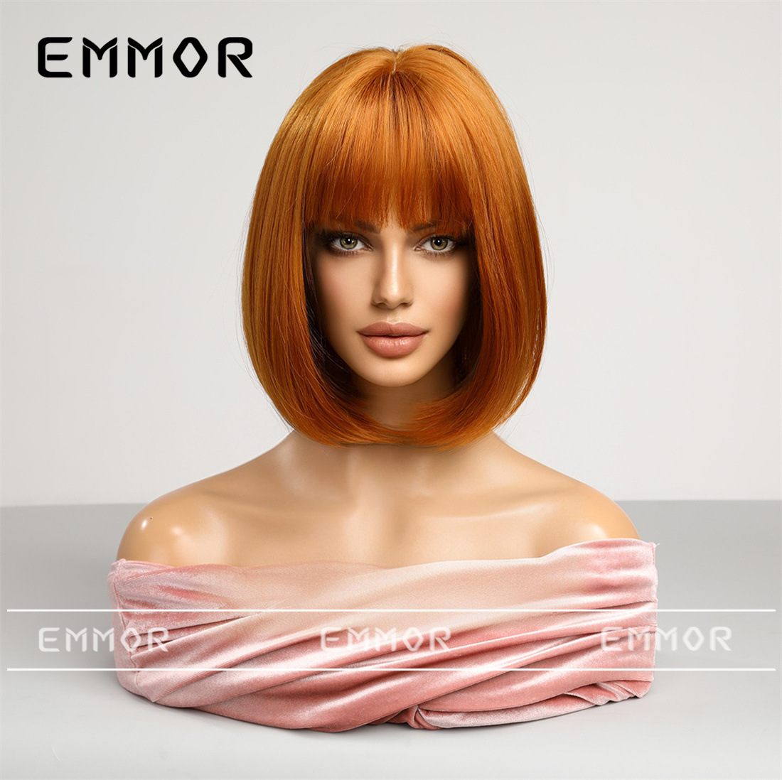 Transfronterizo flequillo negro marrón teñido púrpura Pelo Corto Bobo clavícula pelo completo cabeza cubierta en línea celebridad COS personalidad peluca