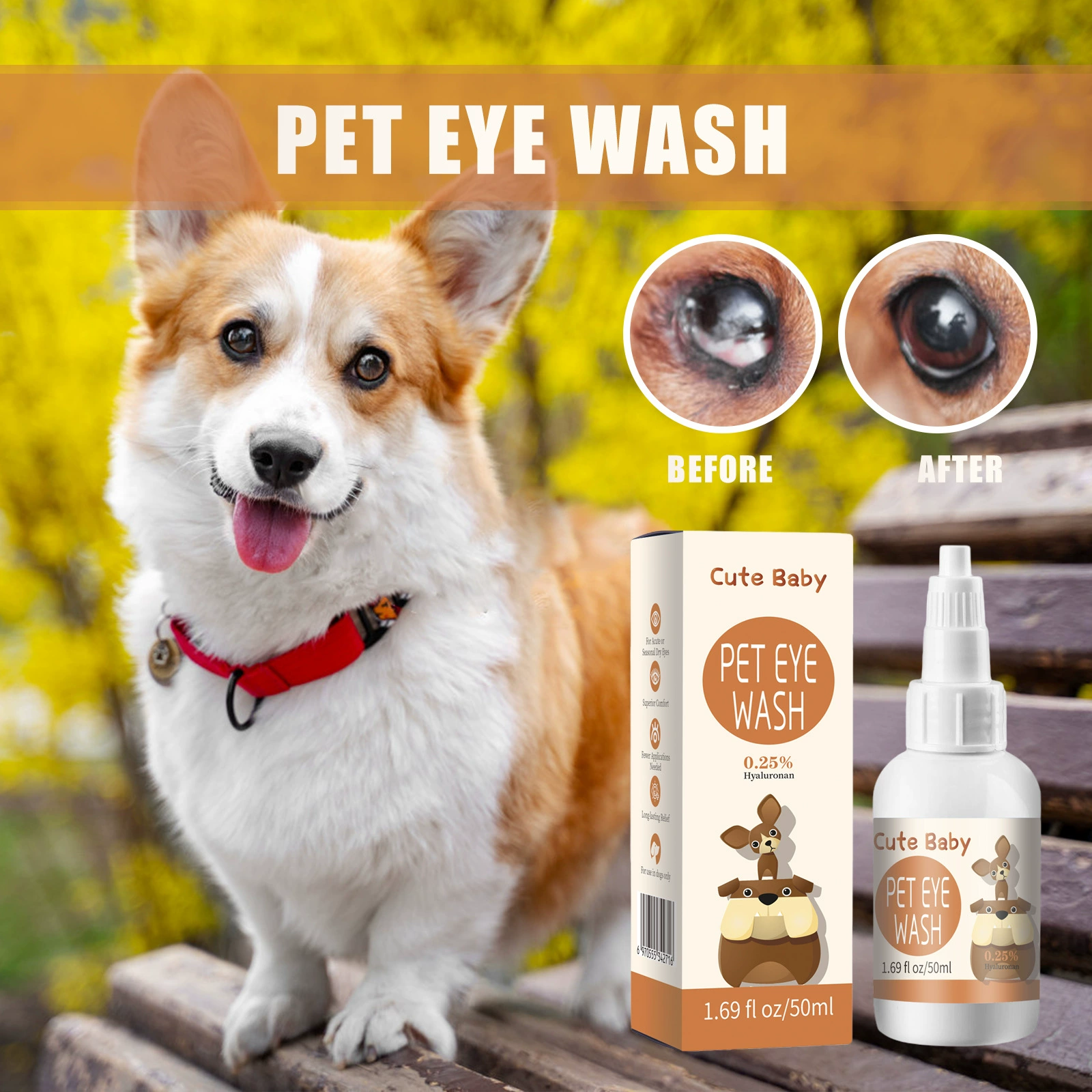 Pet Глазные капли для промывания глаз Pet магазин Pet Cat Pet Cat Dog Eyes Dogs Слезы 50ml Капли воды для глаз