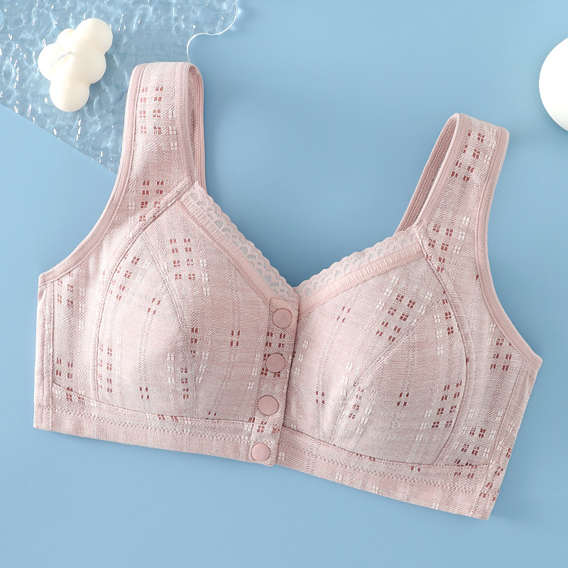 Ropa interior de la madre verano de las mujeres delgada hebilla frontal sujetador inalámbrico de mediana edad y ancianos mujeres más tamaño chaleco push up bra