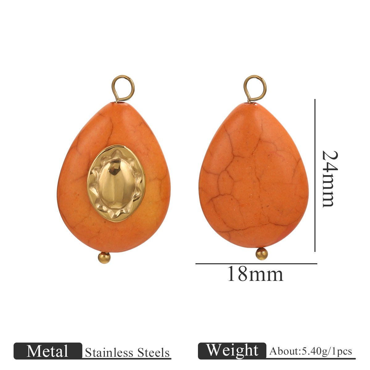 Nuevo acero inoxidable gota de piedra imitación de piedra natural agujas dobladas hechas a mano accesorios DIY accesorios al por mayor