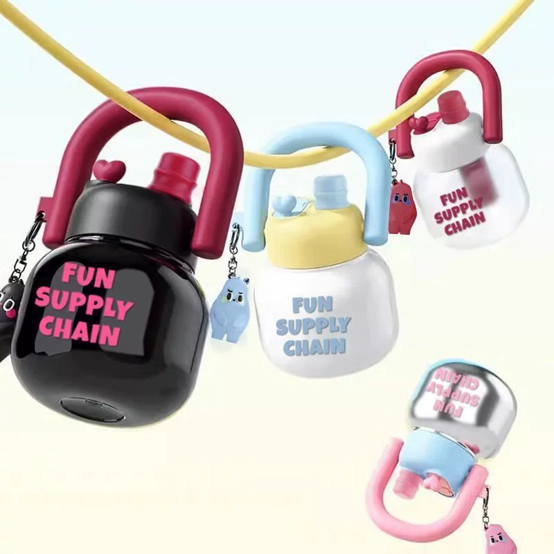 Ins красивая двойная чашка для питья с большим животом для девочек, портативная пластиковая чашка с большой емкостью, устойчивая к высоким температурам, с соломинкой