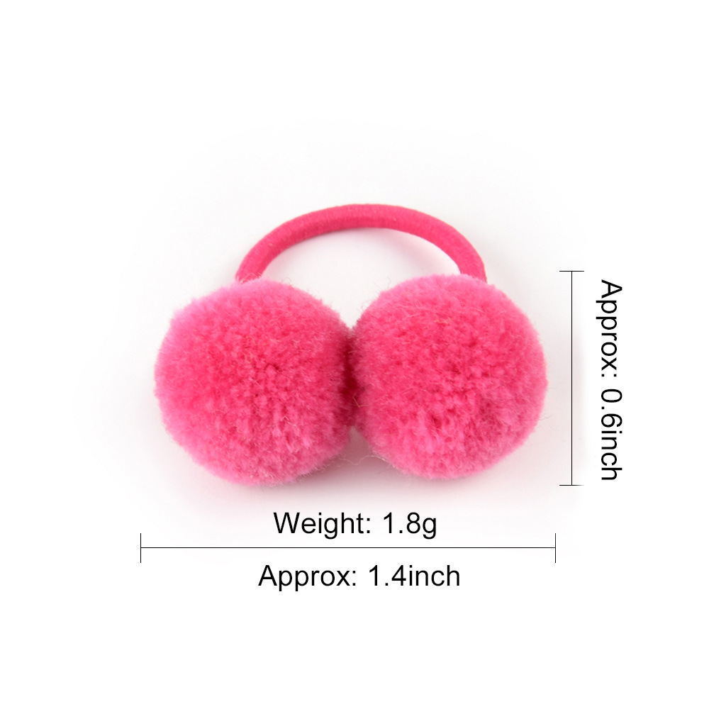 Fashion Round Solid Color Cloth Pom Poms Hair Tie 1 Piece display picture 1