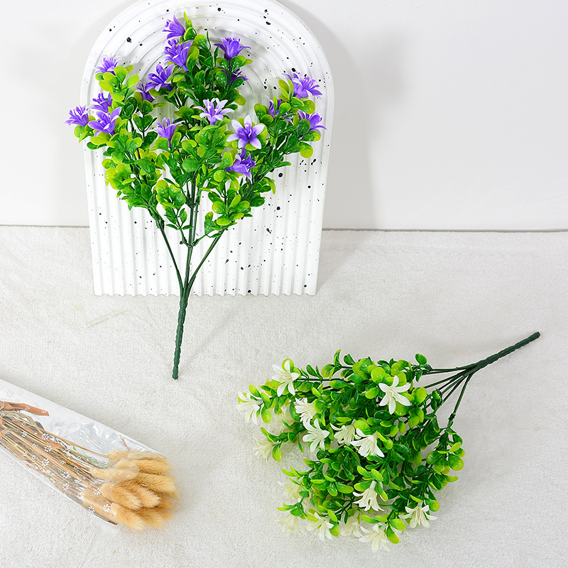 Simulation Plastic Four-Leaf Clover Wholesale, Seven-Branch Lilac Restaurant Partition Balcony Fence Flower Arrangement Grass