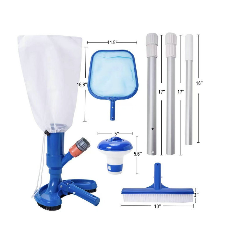 Cross-border portable vacuum jet suction head pool cleaning Net swimming pool brush swimming pool cleaning tool set