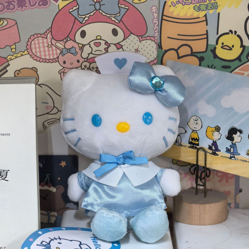 黑色草帽kitty帽宝宝挂件爱心扣公仔玩偶可爱赫本风挂饰钥匙扣|undefined