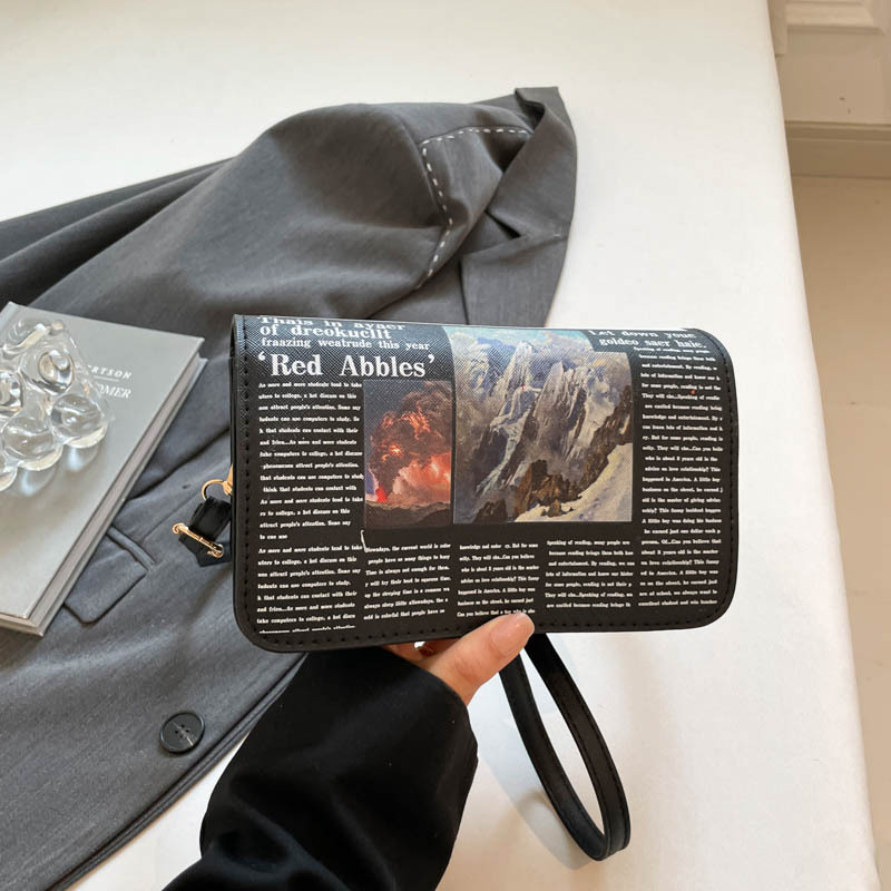 Bolso de gran capacidad diagonal transfronterizo femenino 2025 nuevo bolso de periódico de moda neto bolso de hombro con personalidad fresca y versátil