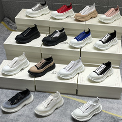 Low-top white women's shoes 2022 spring and summer new casual fluffy thick sole height canvas shoes sports dad shoes trendy