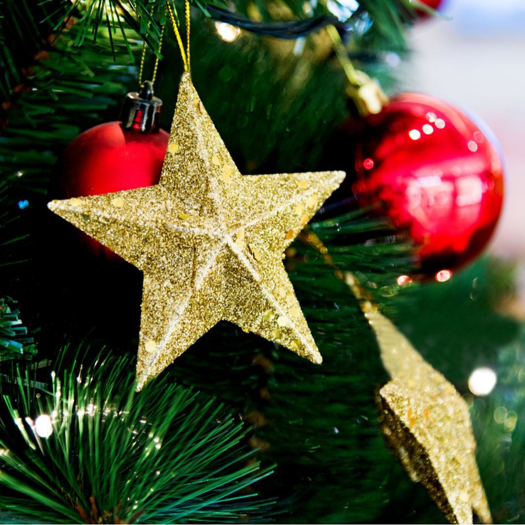 Decoraciones de árbol de Navidad transfronterizas polvo de oro de pentacos polvo de polvo de moldeo por soplado de pentacos de plástico al por mayor