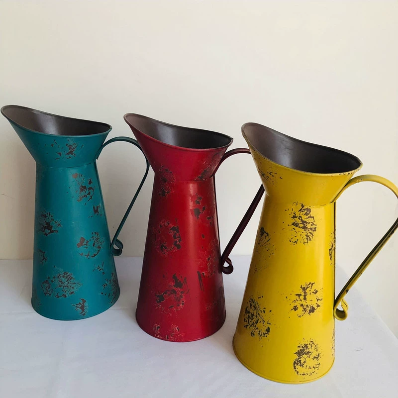 Жестяное ведро в европейском пасторальном стиле, декоративные украшения для дома и гостиной, многоцветный кофейный горшок, устройство для раскладки цветов