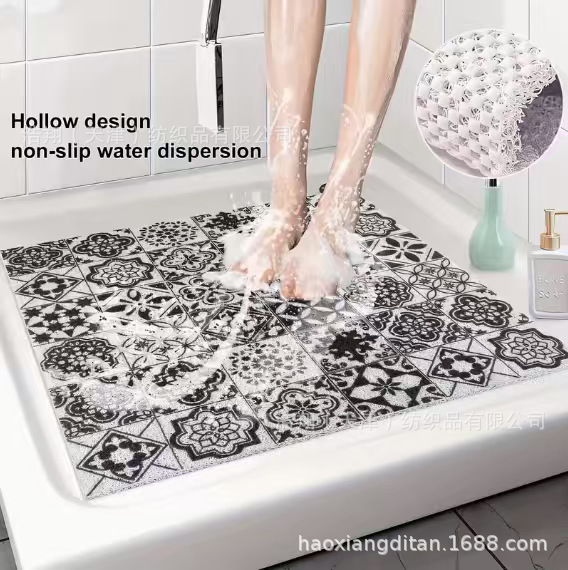 Cross-Border Hot-Selling Hollow-Out Water-Permeable Silk Loop Floor Mat Bathroom Water-Draining Mat Shower Room Bath Mat