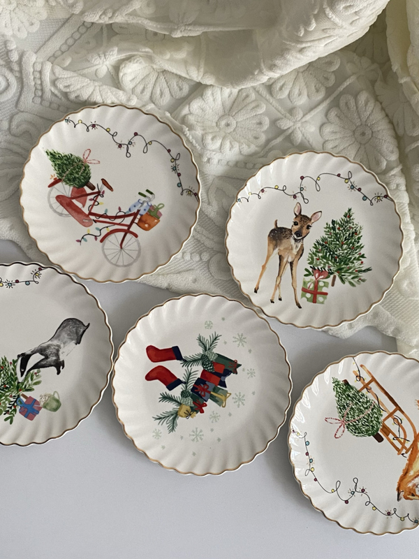 Small Animal-Themed Ceramic Dessert Plate, Bone Plate, Dish Plate, Breakfast Plate, Household Nordic Style