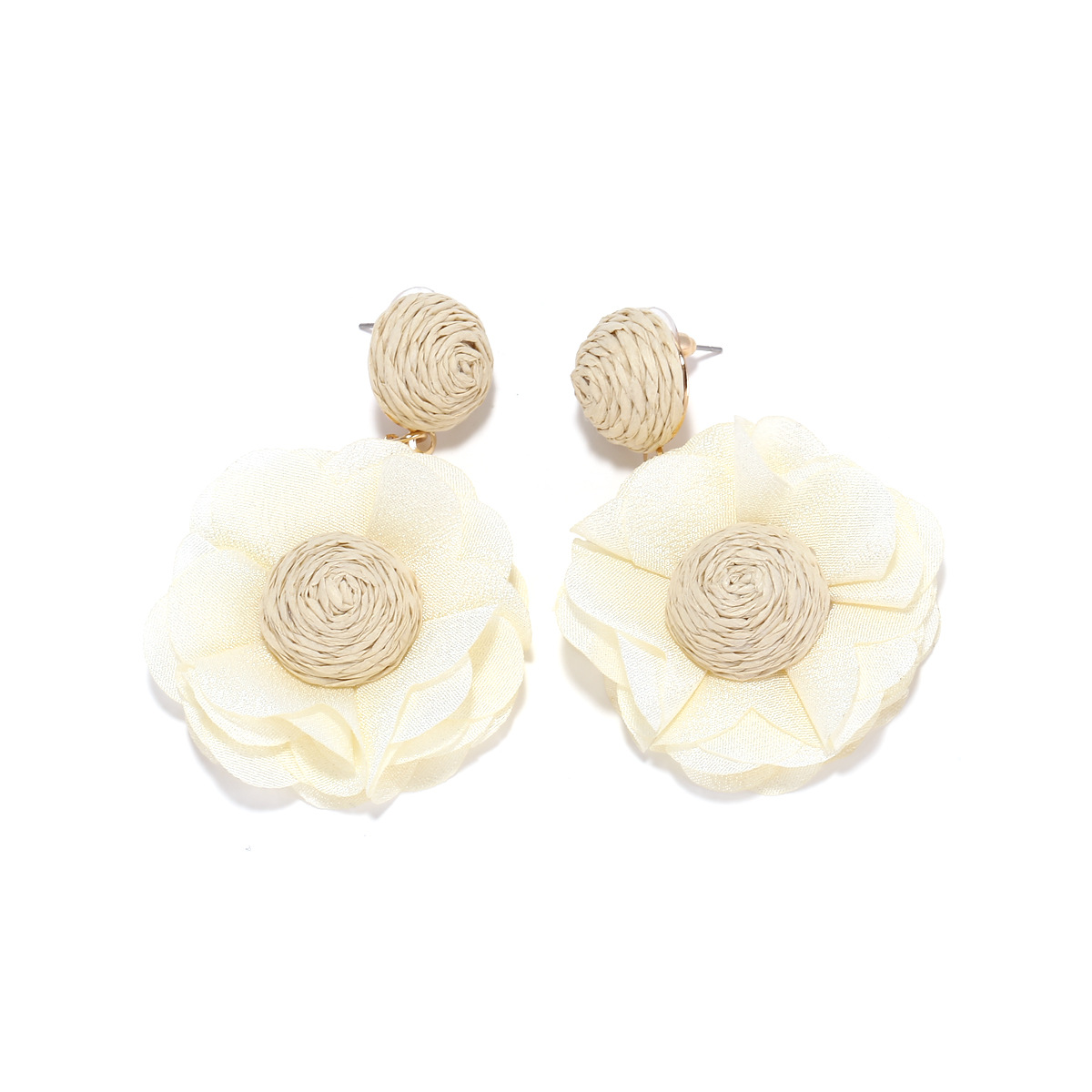 Elegant Sweet Flower Cloth Raffia Women's Drop Earrings 1 Pair display picture 24