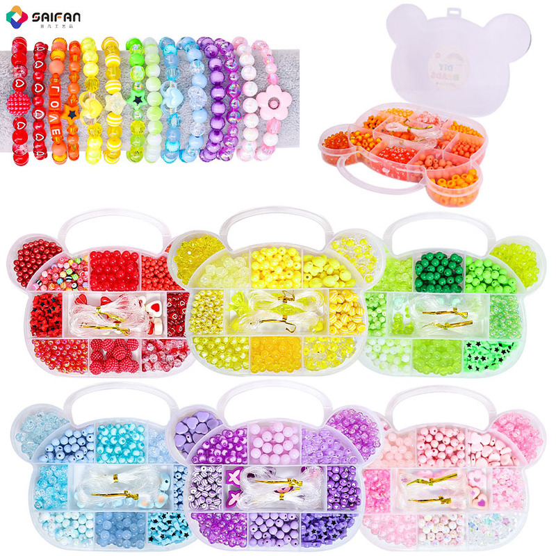 Cross-Border Kidsren's Toys Handmade Beads DIY Material Package Full Set of Bracelets Beads Jewelry Accessories Accessories DIY Beads