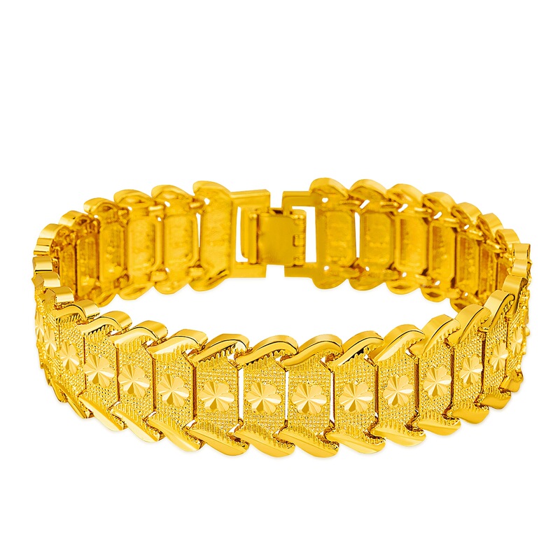 Vietnam European currency gold jewelry brass gold-plated imitation 24k gold-plated men's wide version reverse mold car flower flower bracelet wholesale Vietnam European currency gold jewelry brass gold-plated imitation 24k gold-plated men's wide version reverse mold car flower flower bracelet wholesale