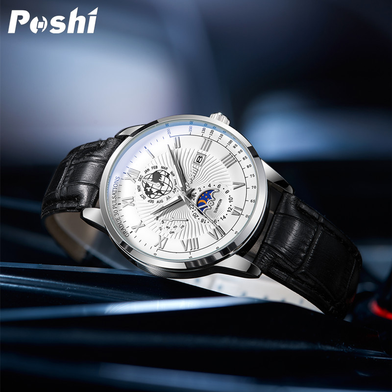 Reloj de calendario simple reloj de cuarzo impermeable creativo para hombres POSHI reloj casual de hombre entrega de una pieza