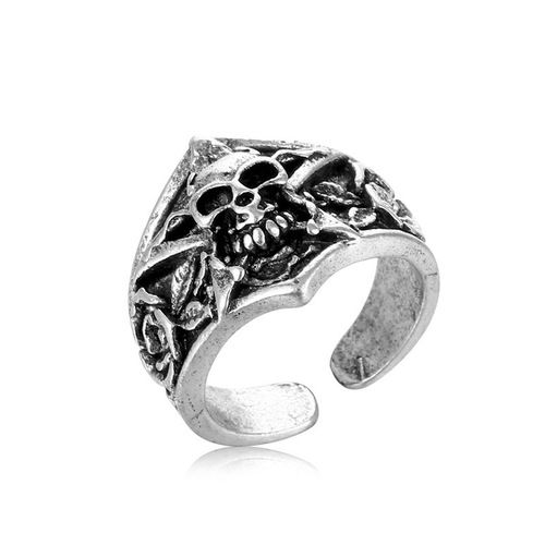 Internet celebrity's same style carved hollow ring fashion retro distressed trendy alloy ring personalized versatile hand jewelry wholesale