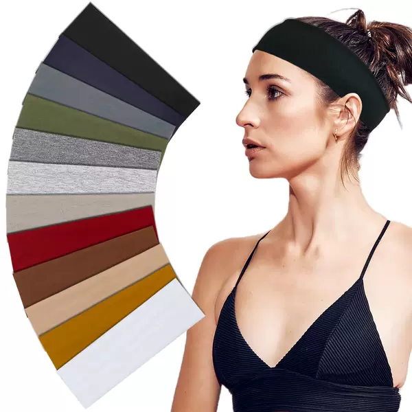 Cross-border Women's Solid Color Hair Band Sports Yoga European and American Fitness Sweat-absorbent Headscarf Knitted