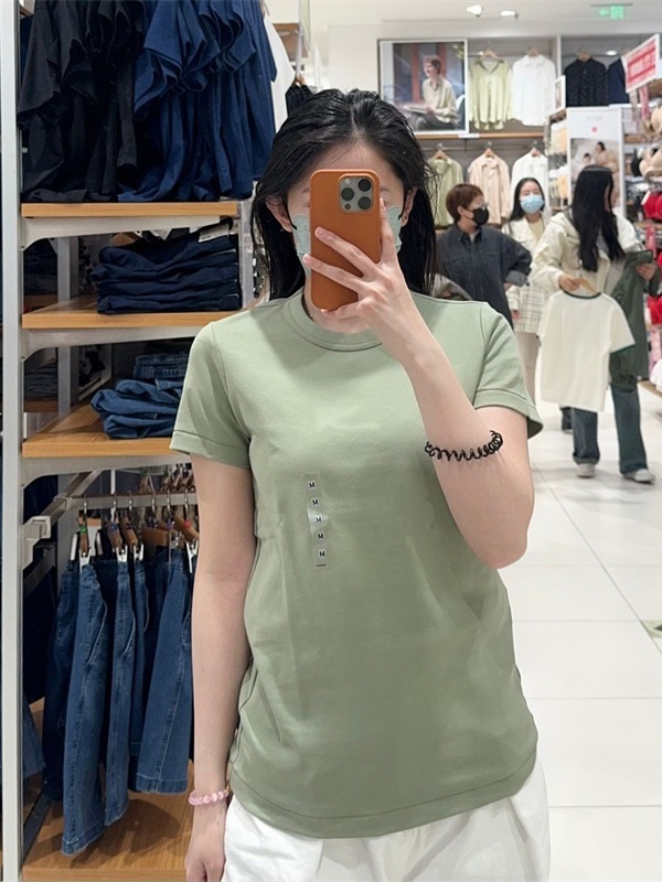 日単大家品質協力金氷爽夏正肩純色百合丸襟半袖打底tシャツ465754|undefined
