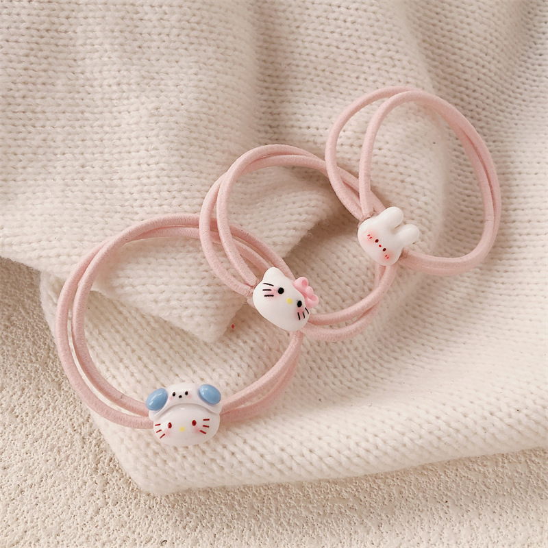 Dibujos animados linda cuerda para el cabello de gato KT simple ins girl lazo para el cabello con banda de goma para el cabello salvaje cuerda para el cabello Mori accesorios para el cabello