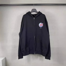 2025黑色废土风足球联名重工艺手绘涂鸦拉链外套卫衣宽松版型开衫