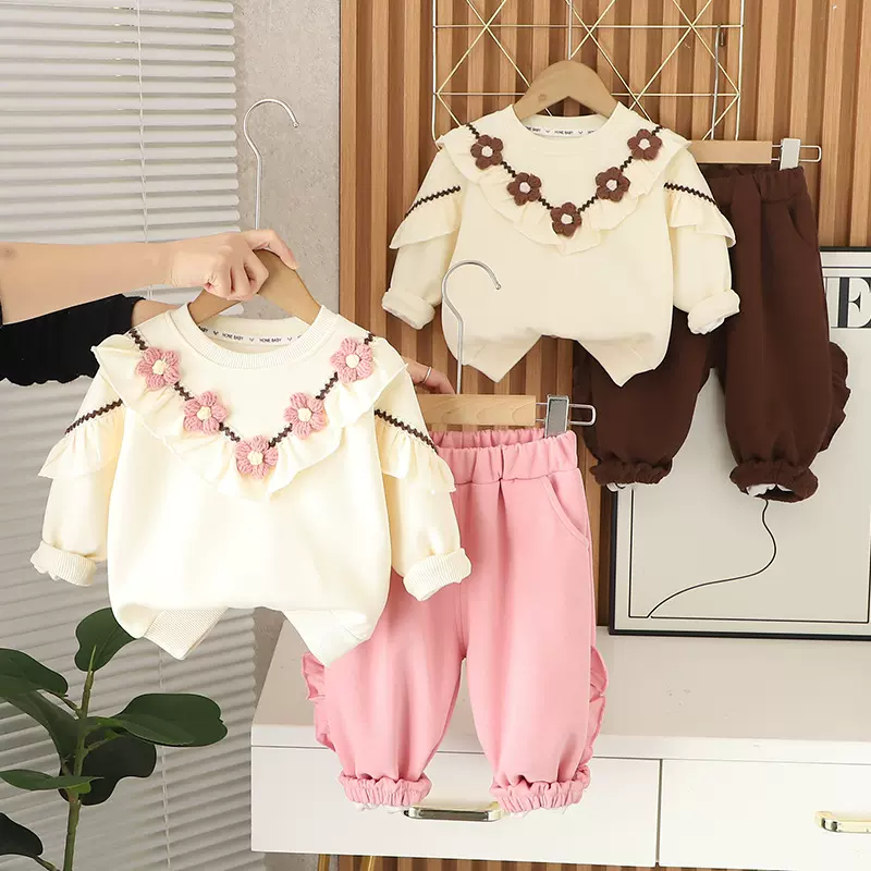 女童秋装套装春秋2025新款婴儿衣服洋气女宝宝时髦长袖卫衣两件套