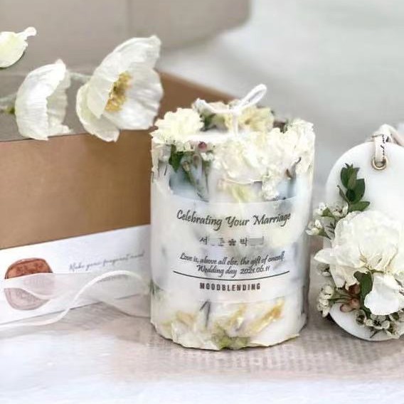 Cross-border ins columnar flor inmortal flor seca rosa en relieve cera de banano cera de soja decoración del hogar