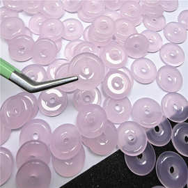 14.5mm玻璃本色料仿玉平安扣仿粉玉吊坠车挂件地摊货红绳饰品配件