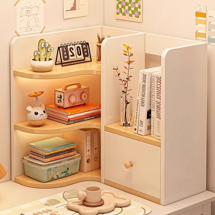 Desktop Corner Bookshelf Storage Rack Simple Household Integrated Desk Small Bookcase Office Desk Multi-layer Storage Rack