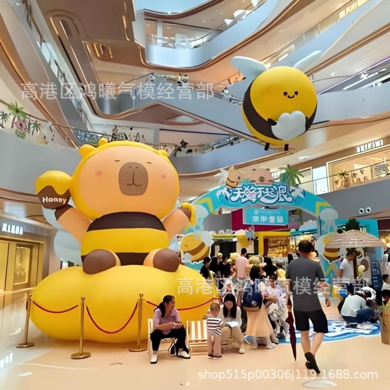 充气卡通卡皮巴拉蜜蜂气模网红打卡摆拍豚鼠可爱动物商场装饰气模