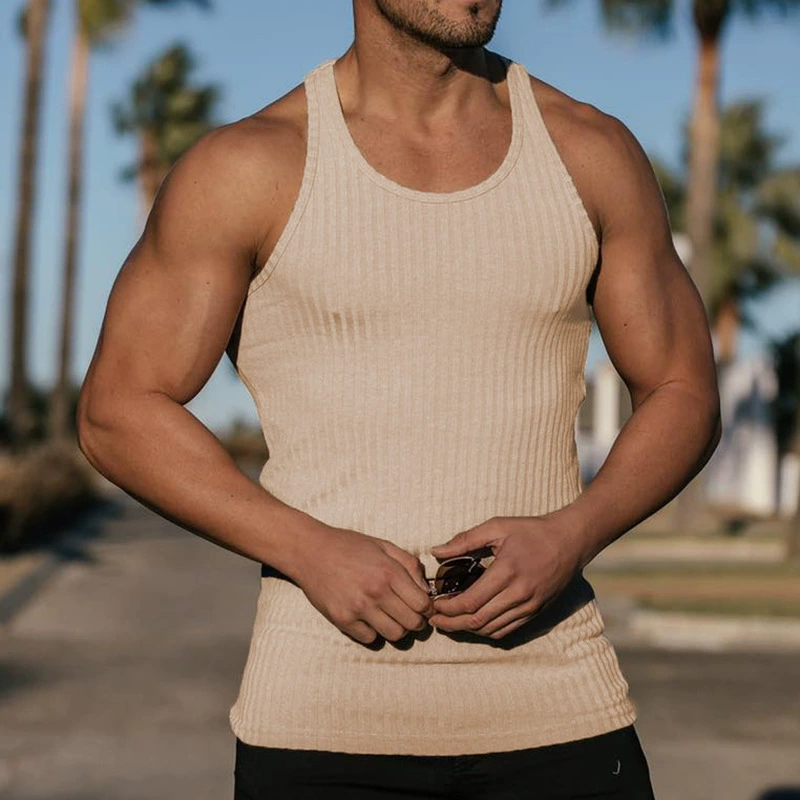 Вязаная спортивная майка мужская, сл Slim fit, весна–лето, для зала