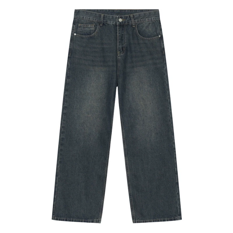 Nirben Denim | базовые потертые джинсовые синие свободные прямые повседневные брюки в Корейском стиле