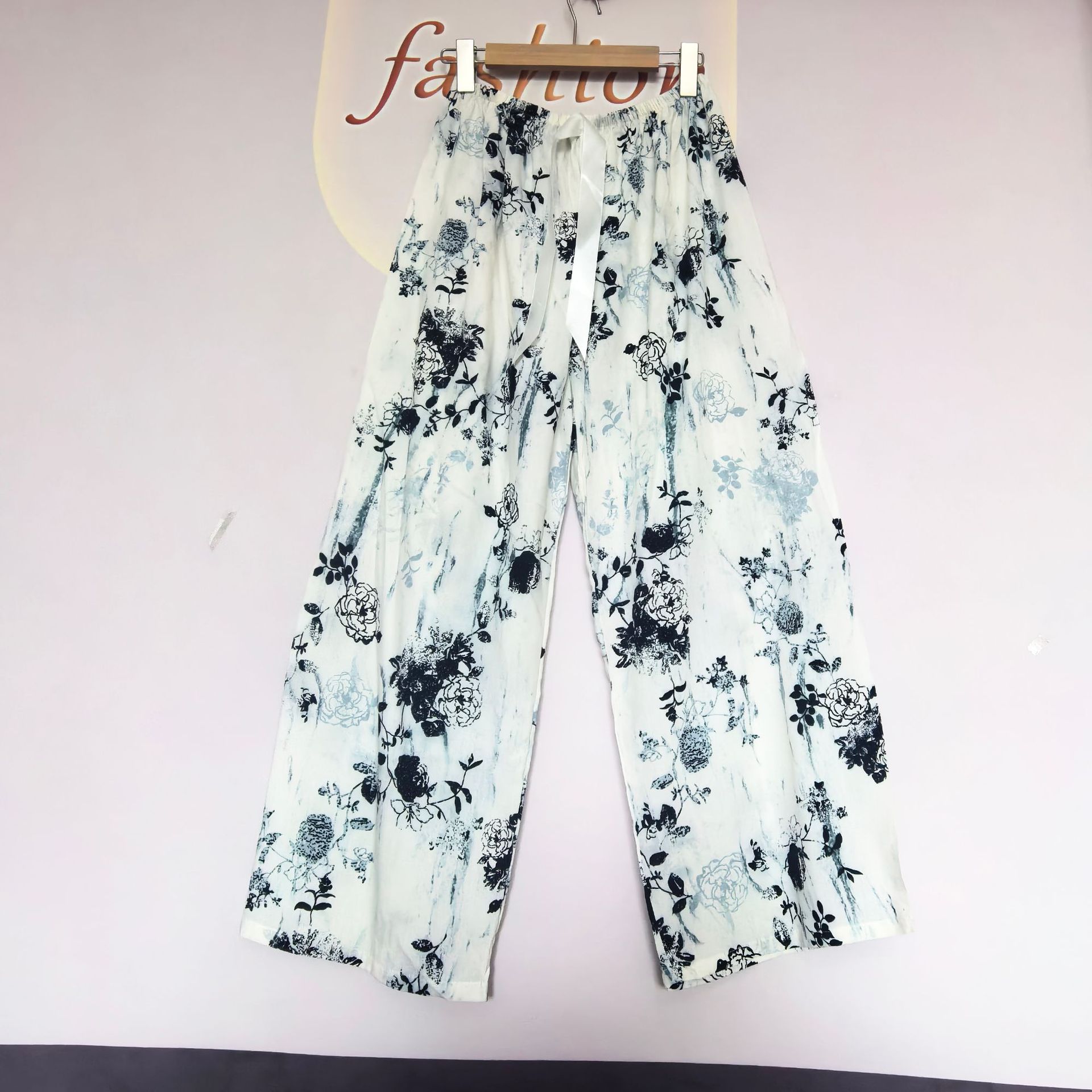 S pantalones largos de pijama de seda de algodón para mujer verano de gran tamaño holgados pijamas de maternidad para mujer pantalones anchos de algodón de verano para mujer