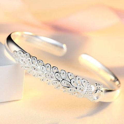 Live Broadcast Popular Supply Open Peacock Copper Silver-Plated Bracelet Women's Fashion Youth Adjustment Bracelet Manufacturer Wholesale