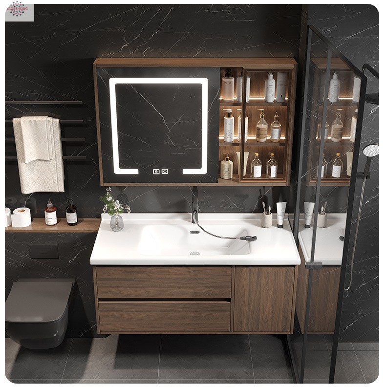 Peach-wood ceramic integrated basin, washbasin, bathroom, washstand, washbasin cabinet combination, smart bathroom cabinet set undefined