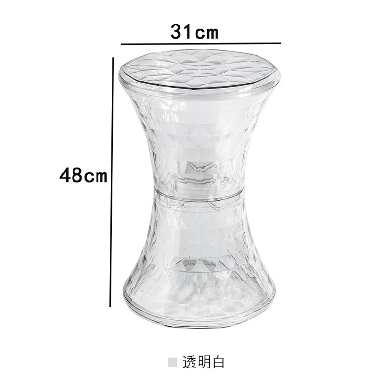 水晶收纳凳子透明创意造型坐墩客厅玄关简亚克力ins网红休闲圆凳|undefined