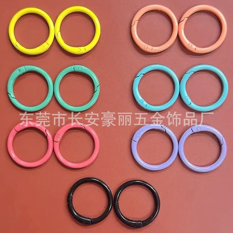 拉布布彩色33弹簧圈玩具挂件钥匙扣一寸弹簧圈滚喷锌合金弹簧扣|undefined