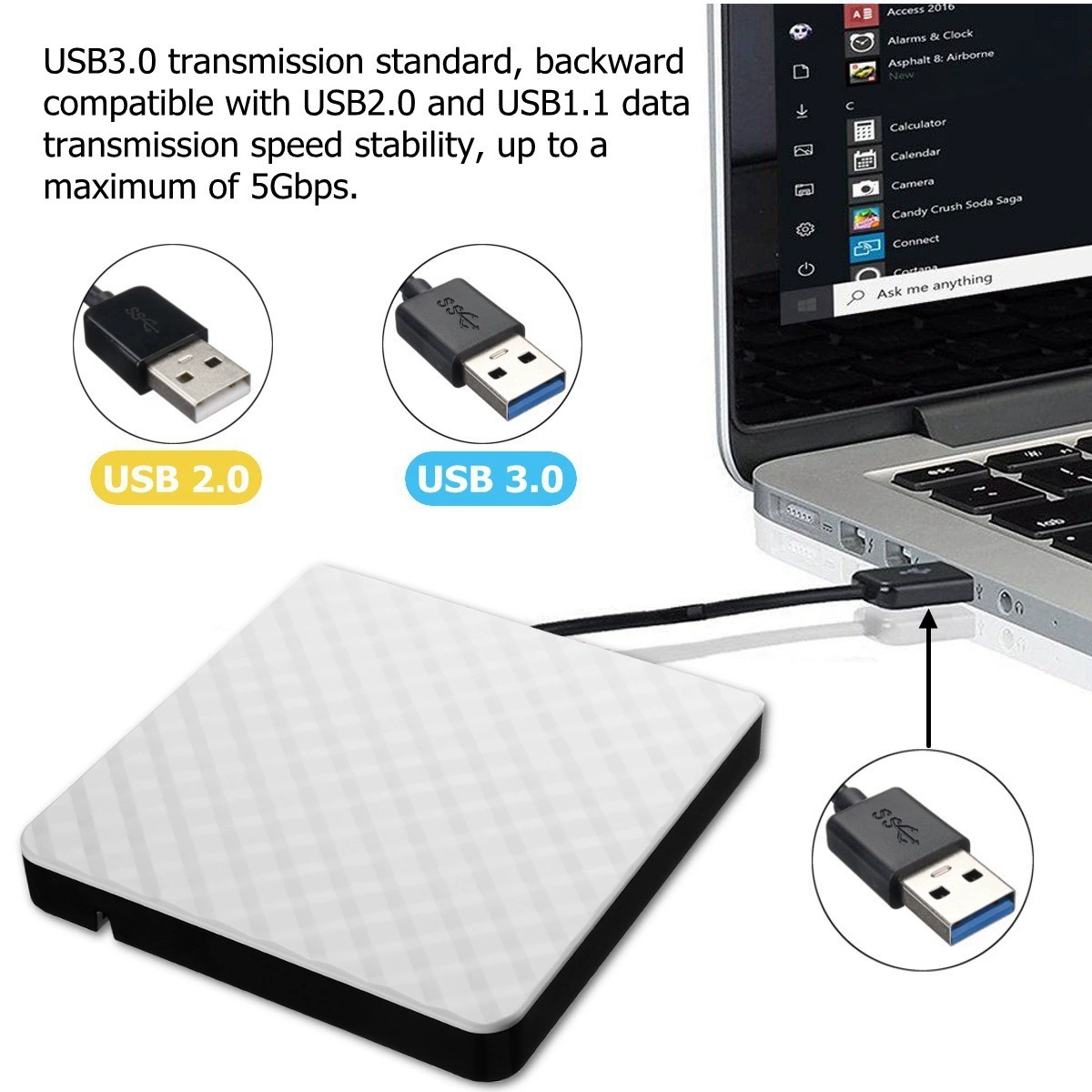 Компьютер портативный поп-ап внешний регистратор USB 3.0 DVD RW CD привод