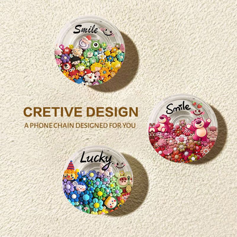 Muñeca de arcilla flor redonda airbag soporte adhesivo tipo teléfono móvil adhesivo espalda 360 ° tarjeta plegable telescópico giratorio