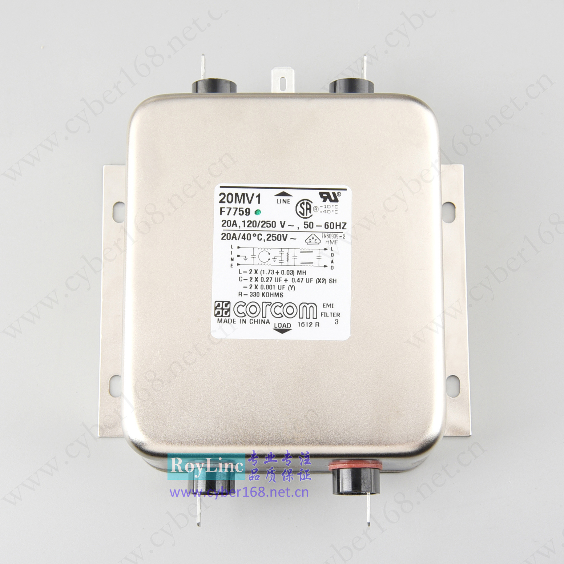 20MV1 NV-1-20 F7759 6609056-4 20A 0.07mA泄漏电流Corcom滤波器