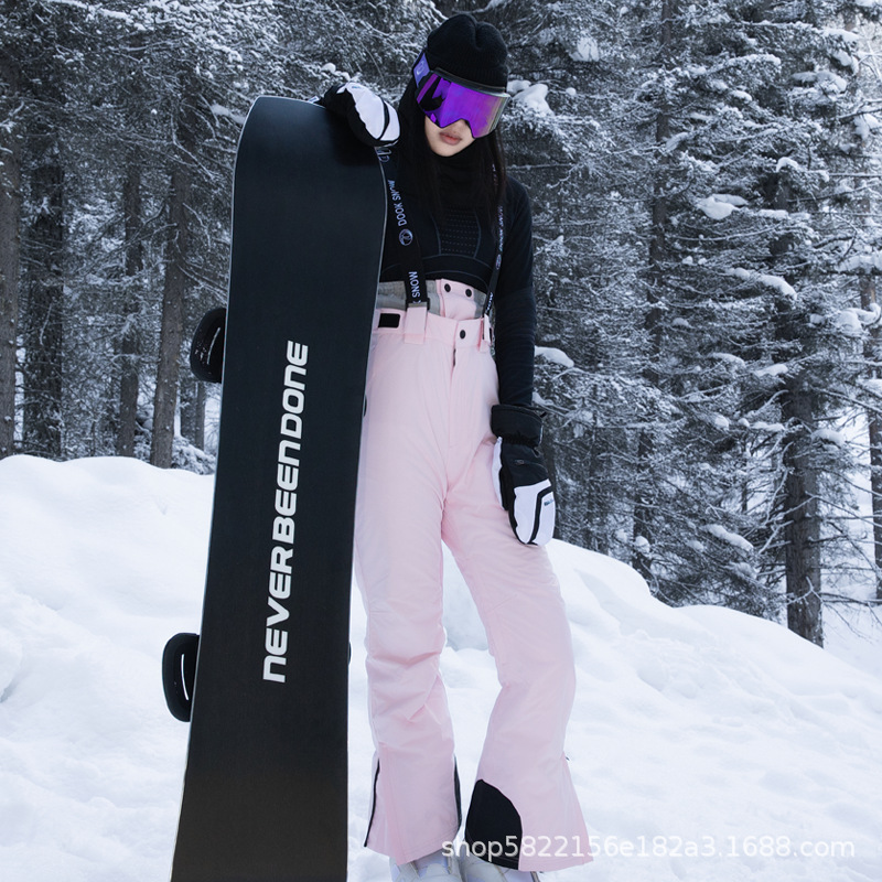 Women's Ski Pants for Double Board and Snowboard Skiing, Outdoor Ski Gear, Windproof, Waterproof, Thickened, Warm Ski Overalls