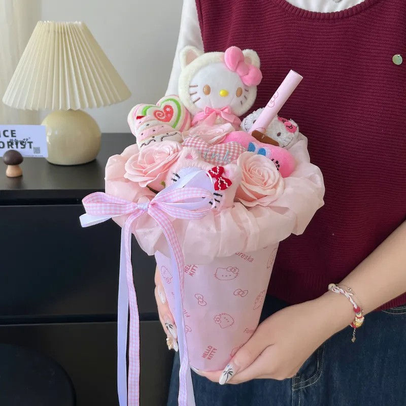 新款卡通奶茶杯花束玩偶花束创意可爱成品花束送女生闺蜜伴手礼物|undefined